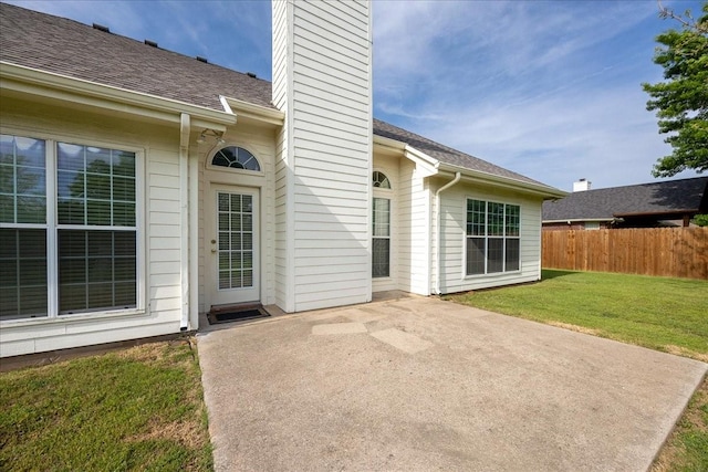 265 Old Spanish Trl, Valley View, TX 76272 - back of property with a chimney, a lawn, fence, a patio, and a shingled roof