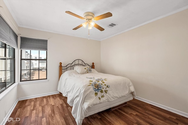 284 Settlers Park Dr, Shreveport, LA 71115 - bedroom featuring crown molding, baseboards, wood finished floors, and visible vents