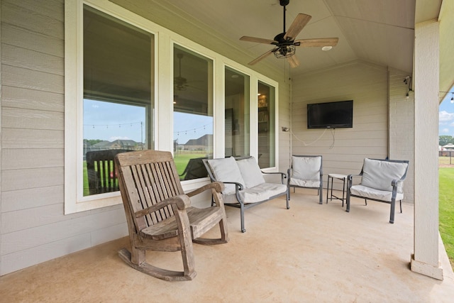view of patio / terrace featuring a ceiling fan
