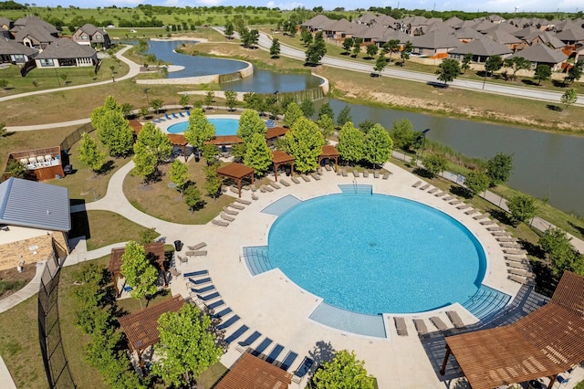 15036 Amber Sky Dr, Aledo, TX 76008 - view of pool with a water view and a residential view