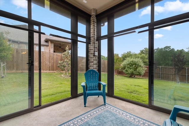 view of unfurnished sunroom