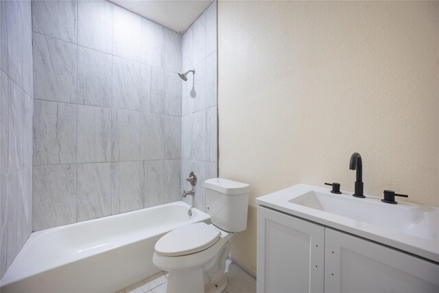 bathroom with vanity, toilet, and shower / washtub combination