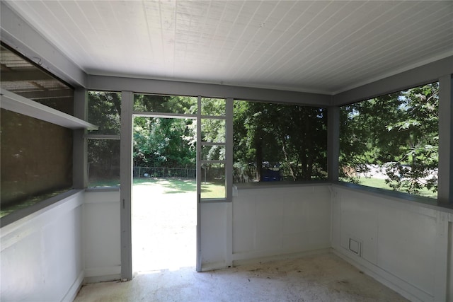 view of unfurnished sunroom