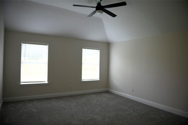 148 E Marguerita Dr, Garland, TX 75040 - carpeted empty room with ceiling fan, vaulted ceiling, baseboards, and a smoke detector