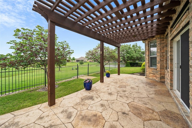 view of patio / terrace with a pergola and a fenced backyard