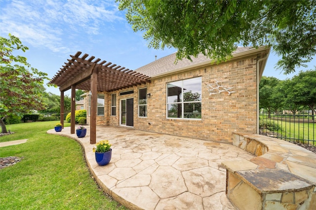 view of patio / terrace with a pergola and fence