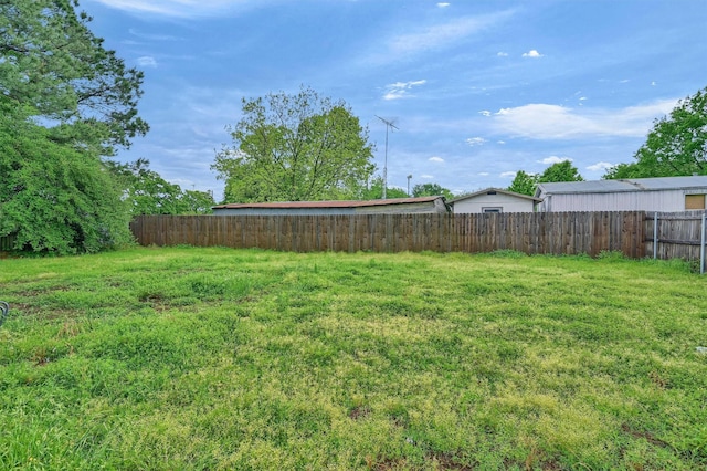 view of yard featuring a fenced backyard