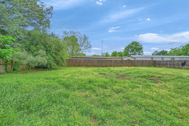 view of yard with a fenced backyard