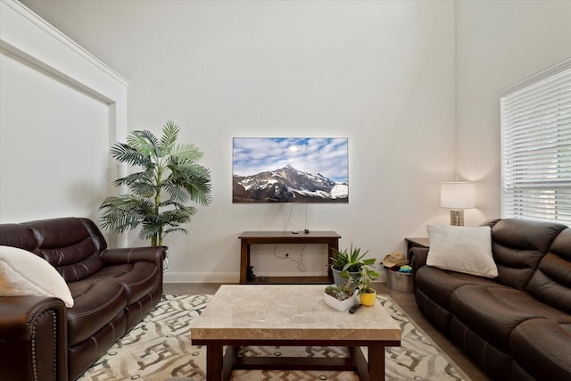 living area with baseboards