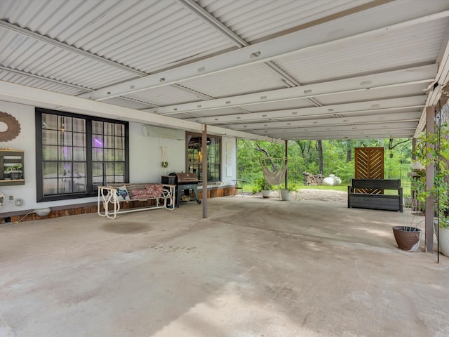 garage with a carport