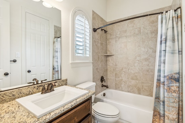 280 Gentry Dr, Prosper, TX 75078 - full bathroom with vanity, shower / bathtub combination with curtain, and toilet