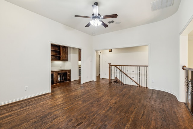 280 Gentry Dr, Prosper, TX 75078 - interior space featuring dark wood-type flooring, a ceiling fan, and visible vents