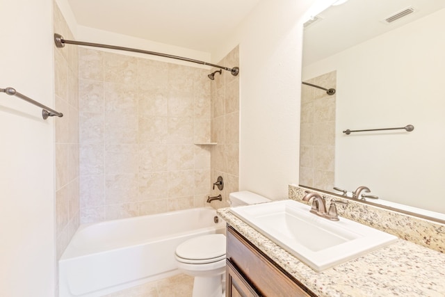 280 Gentry Dr, Prosper, TX 75078 - full bathroom featuring tile patterned flooring, vanity, toilet, shower / bathing tub combination, and visible vents