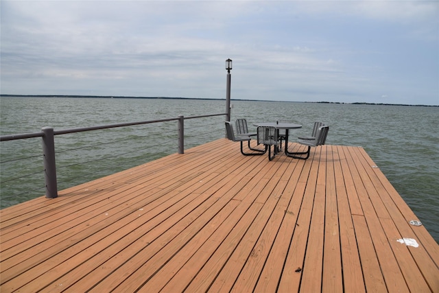 view of dock featuring a water view