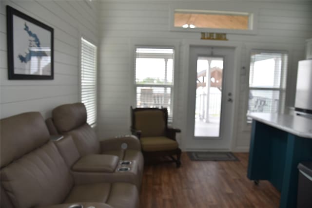 living area featuring wood finished floors