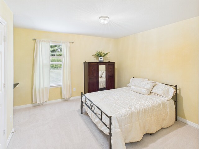 bedroom featuring baseboards and carpet