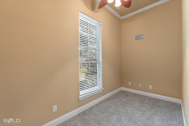 11 Chapel Creek Ln, Shreveport, LA 71106 - empty room featuring ceiling fan, crown molding, carpet flooring, and baseboards