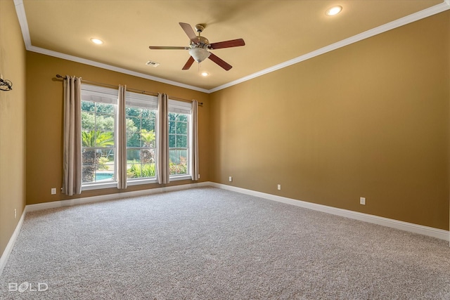 11 Chapel Creek Ln, Shreveport, LA 71106 - unfurnished room featuring carpet flooring, ceiling fan, ornamental molding, baseboards, and recessed lighting