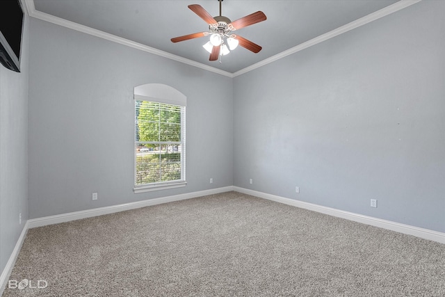 11 Chapel Creek Ln, Shreveport, LA 71106 - spare room with carpet floors, baseboards, ceiling fan, and ornamental molding