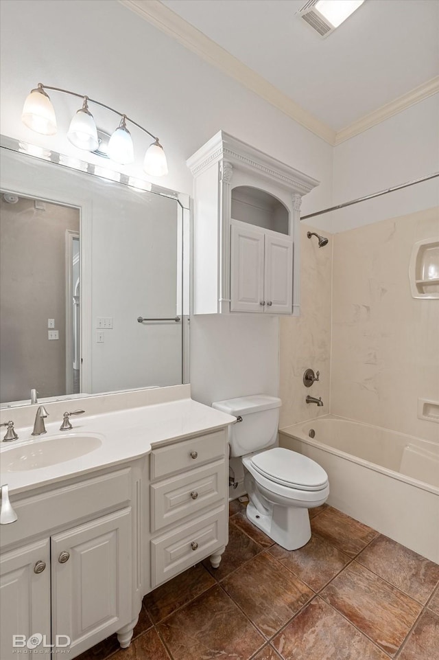 11 Chapel Creek Ln, Shreveport, LA 71106 - full bathroom with crown molding, vanity, toilet, and bathing tub / shower combination