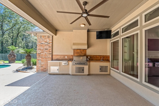 11 Chapel Creek Ln, Shreveport, LA 71106 - view of patio / terrace with ceiling fan and a sink