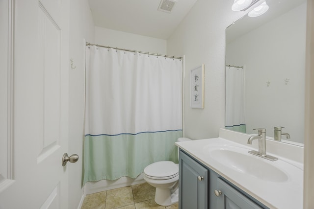 3949 Sunnygate Dr, Fort Worth, TX 76262 - bathroom with vanity, toilet, and tile patterned floors