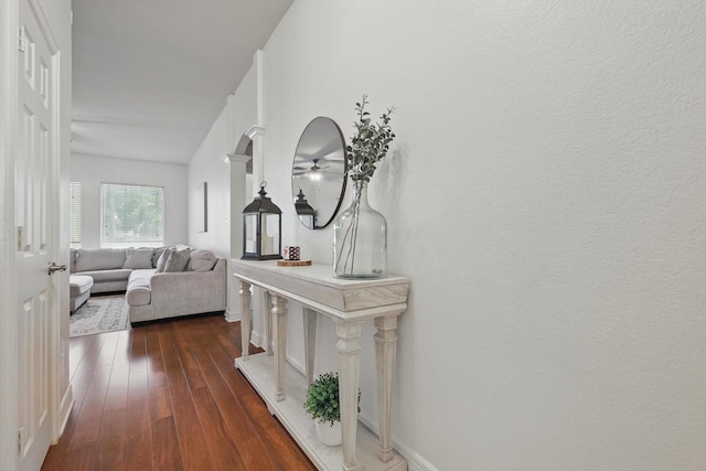 4610 Bluebird Ln, Mansfield, TX 76063 - corridor featuring dark wood-style flooring and baseboards