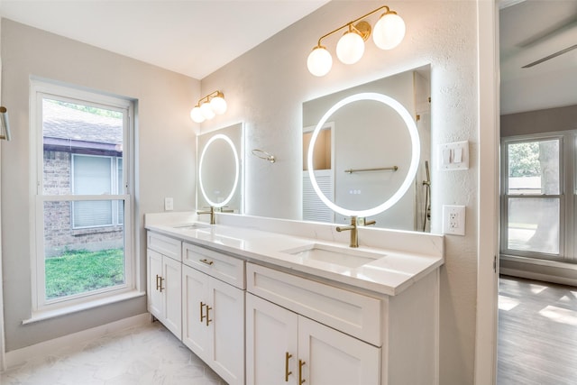 full bathroom featuring a sink, baseboards, and a wealth of natural light