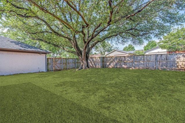 view of yard featuring a fenced backyard