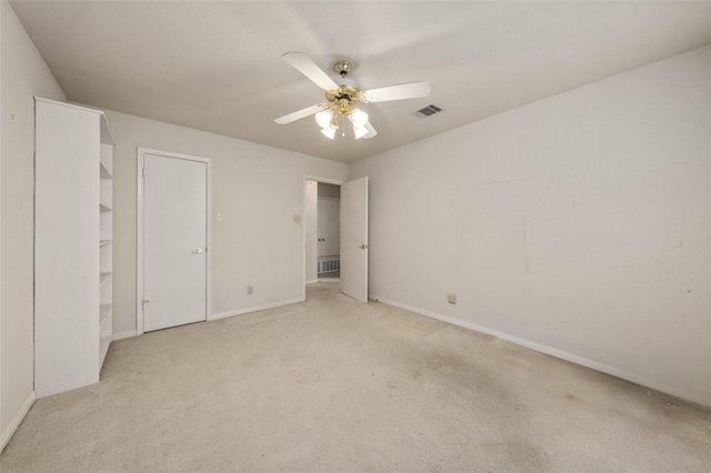 3133 Chimney Hill Dr, Waco, TX 76708 - unfurnished bedroom with baseboards, visible vents, a ceiling fan, and light colored carpet
