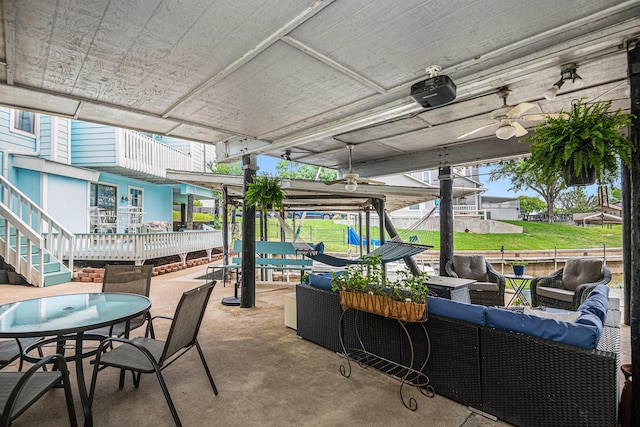 672 Harbor Dr, Azle, TX 76020 - view of patio featuring outdoor dining area, outdoor lounge area, and ceiling fan