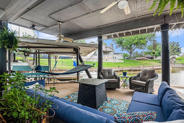 672 Harbor Dr, Azle, TX 76020 - view of patio / terrace with a ceiling fan and an outdoor hangout area