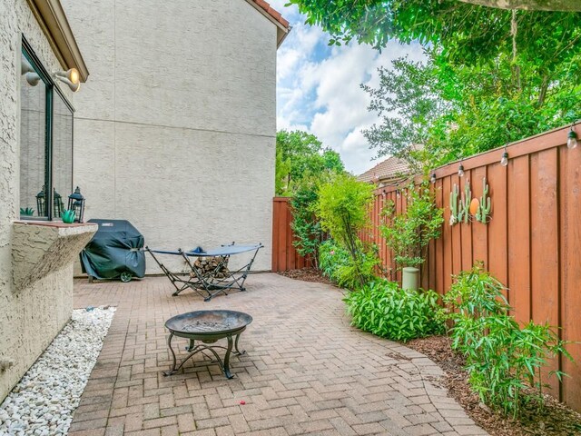 view of patio with a fenced backyard and grilling area