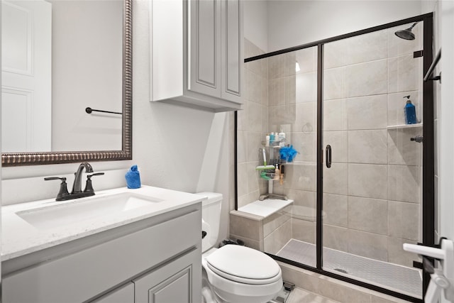 2308 Topaz Dr, Rockwall, TX 75087 - bathroom featuring vanity, a shower stall, and toilet