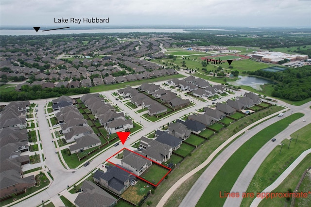 2308 Topaz Dr, Rockwall, TX 75087 - birds eye view of property with a residential view and a water view