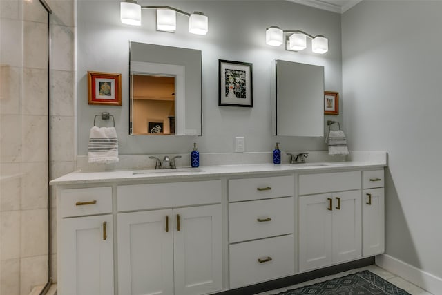 1635 Taft St, Dallas, TX 75208 - full bath with a sink, double vanity, baseboards, and tile patterned flooring