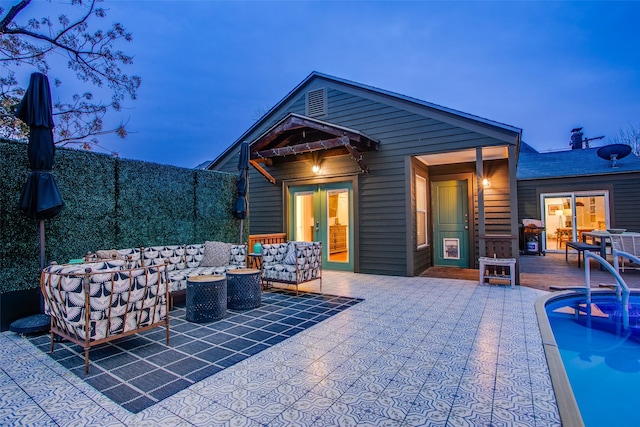 1635 Taft St, Dallas, TX 75208 - view of patio / terrace with a wooden deck, outdoor lounge area, and a fenced in pool