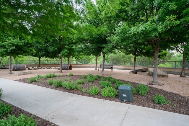 view of home's community with fence