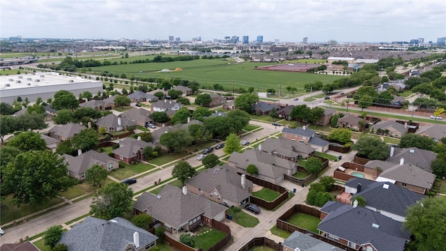 birds eye view of property with a view of city