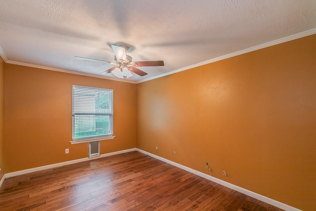 836 Springdale Rd, Bedford, TX 76021 - unfurnished room featuring crown molding, a textured ceiling, a ceiling fan, baseboards, and wood finished floors