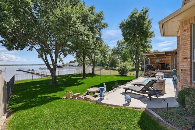 8913 Sunrise Point Ct, Fort Worth, TX 76135 - view of yard featuring a water view and a patio area