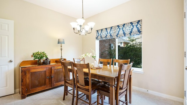 1230 Covina Ct, Allen, TX 75013 - dining room with a chandelier, baseboards, and light tile patterned floors