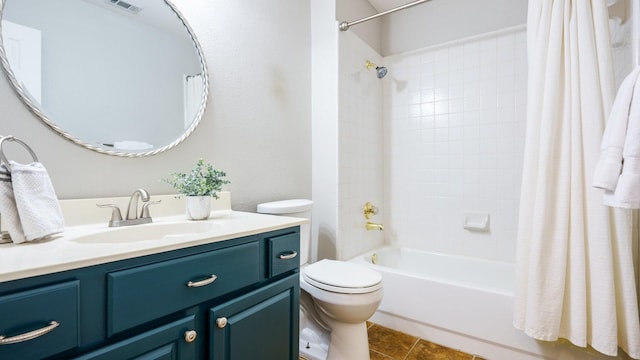 1230 Covina Ct, Allen, TX 75013 - full bathroom with toilet, vanity, shower / bath combination with curtain, and tile patterned floors