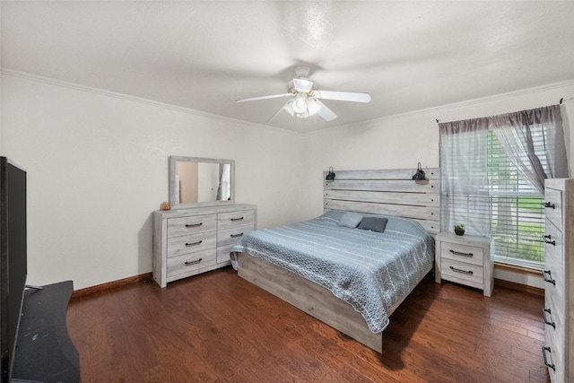 517 Curts Dr, Grand Prairie, TX 75052 - bedroom featuring crown molding, baseboards, ceiling fan, and wood finished floors