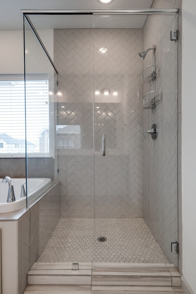 4402 Cypress Thorn Dr, Arlington, TX 76005 - bathroom featuring a stall shower and tiled tub