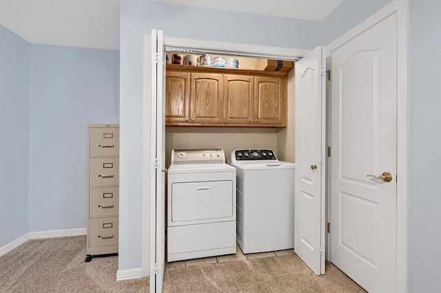 113 Ginger Dr, Pottsboro, TX 75076 - laundry area featuring cabinet space, independent washer and dryer, light colored carpet, and baseboards