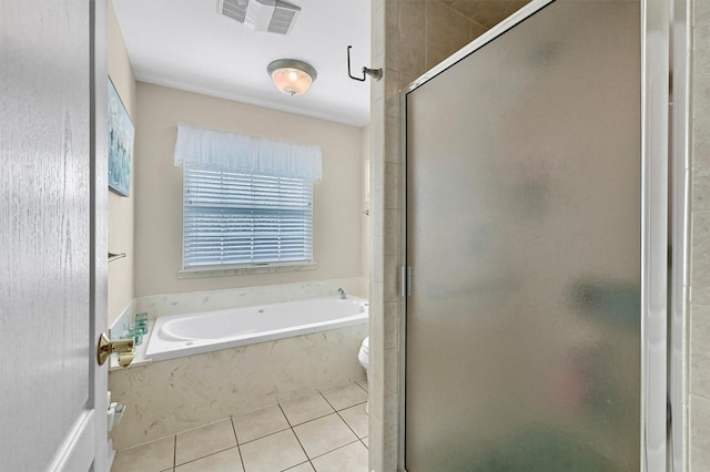 113 Ginger Dr, Pottsboro, TX 75076 - full bath featuring a stall shower, tile patterned floors, a garden tub, and toilet