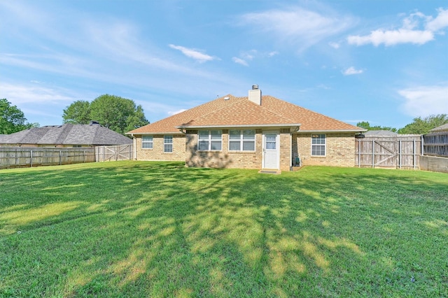 113 Ginger Dr, Pottsboro, TX 75076 - rear view of house with a gate, a chimney, and brick siding