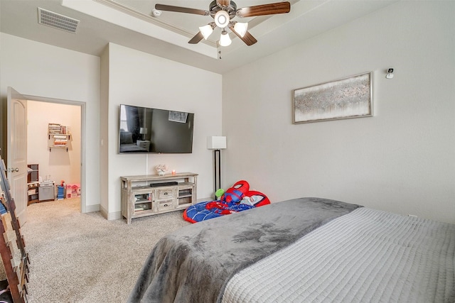 8357 Blue Periwinkle Ln, Fort Worth, TX 76123 - carpeted bedroom featuring ceiling fan, visible vents, and baseboards