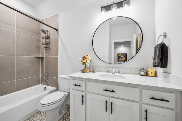 9408 Lamar St Unit D, Rowlett, TX 75089 - full bathroom featuring vanity, toilet, shower / tub combination, and tile patterned flooring